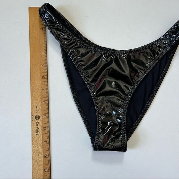 TRIANGL Faux Patent Leather Bikini Bottoms Small - Picture 3 of 8